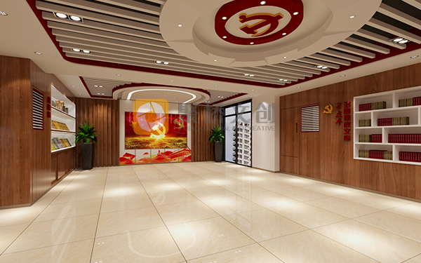 智慧黨建展廳設(shè)計(jì)效果圖+平面布置圖，創(chuàng)新設(shè)計(jì)理念